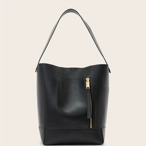 Elegant Black Leather Tote Bag